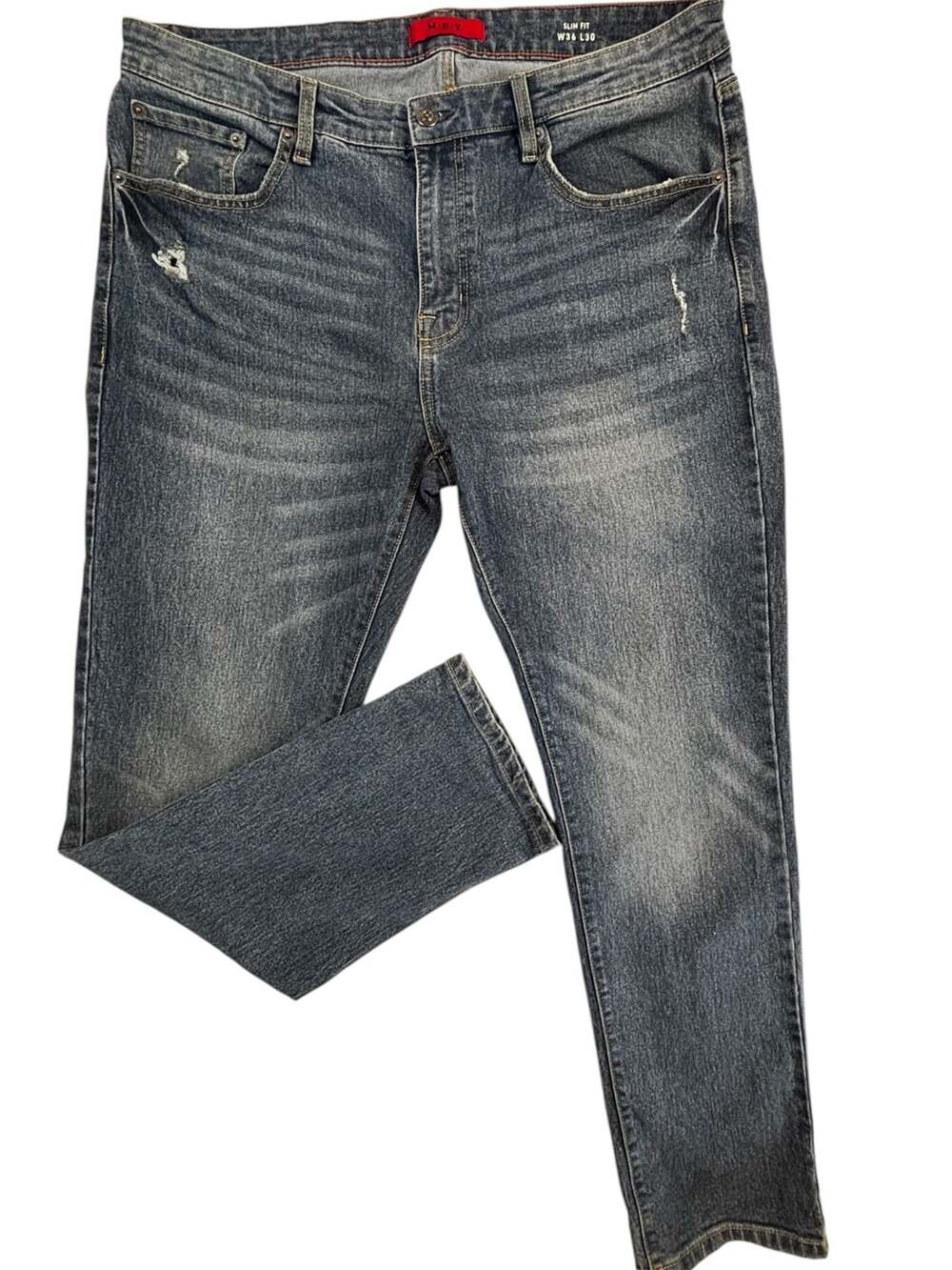 MBX Slim Fit Distressed Blue Denim Jeans W36 L30